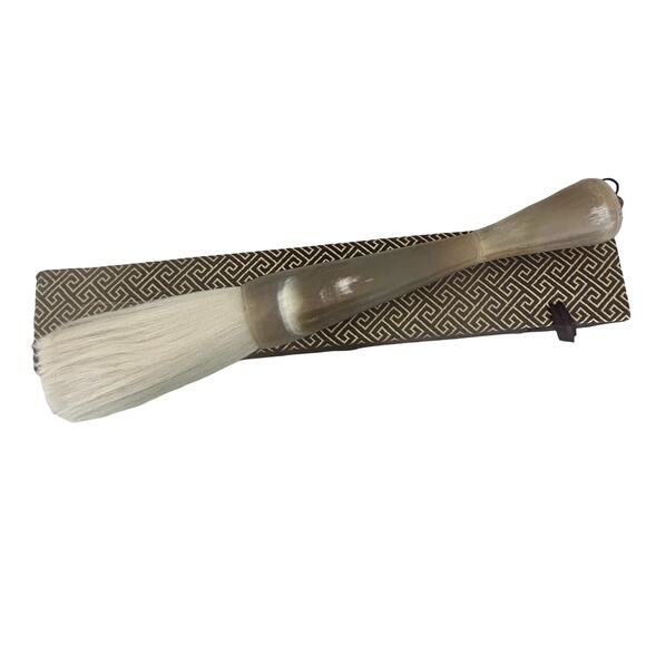Source Unknown Other - VTG Chinese or Japanese Large Calligraphy Brush Polished Bone Handle w Satin Box